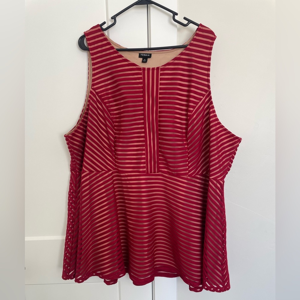 Pink Striped Tank Top Blouse